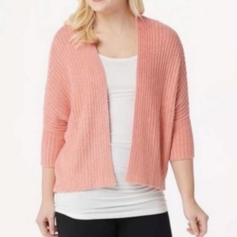 Barefoot Dreams Cozychic Lite Orange Sherbet Ribbed Open Front Cardigan L/XL